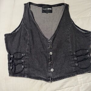 Preloved Fashion Nova Black Washed Denim Button-Front Vest